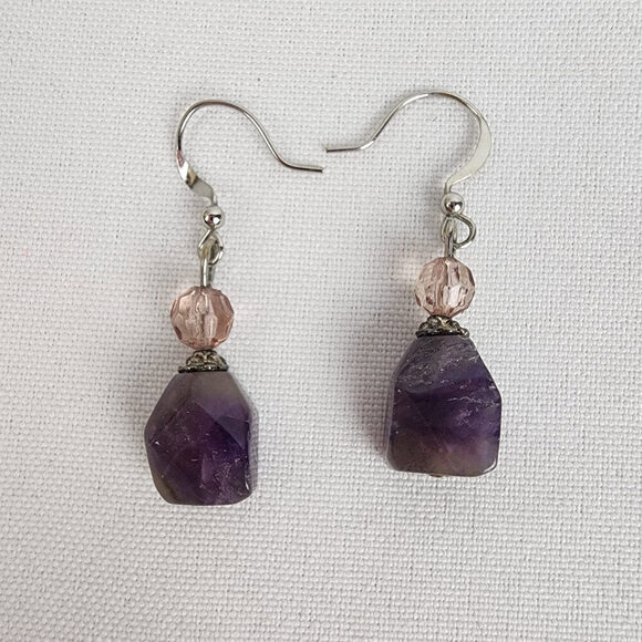 Purple Natural Stone Drop Earrings - Picture 1 of 4